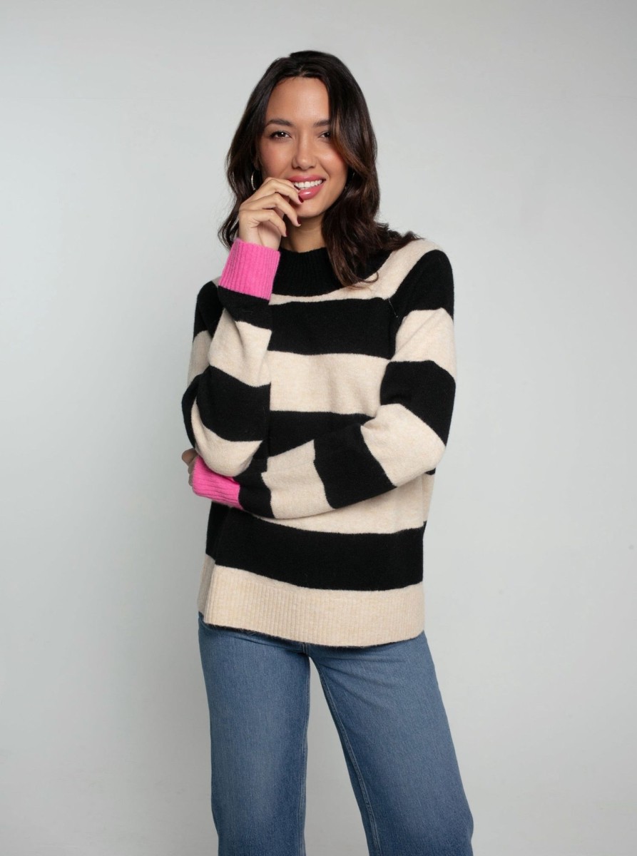 Clothing NOOKI DESIGN | Maxine Knitted Stripe Jumper-Black