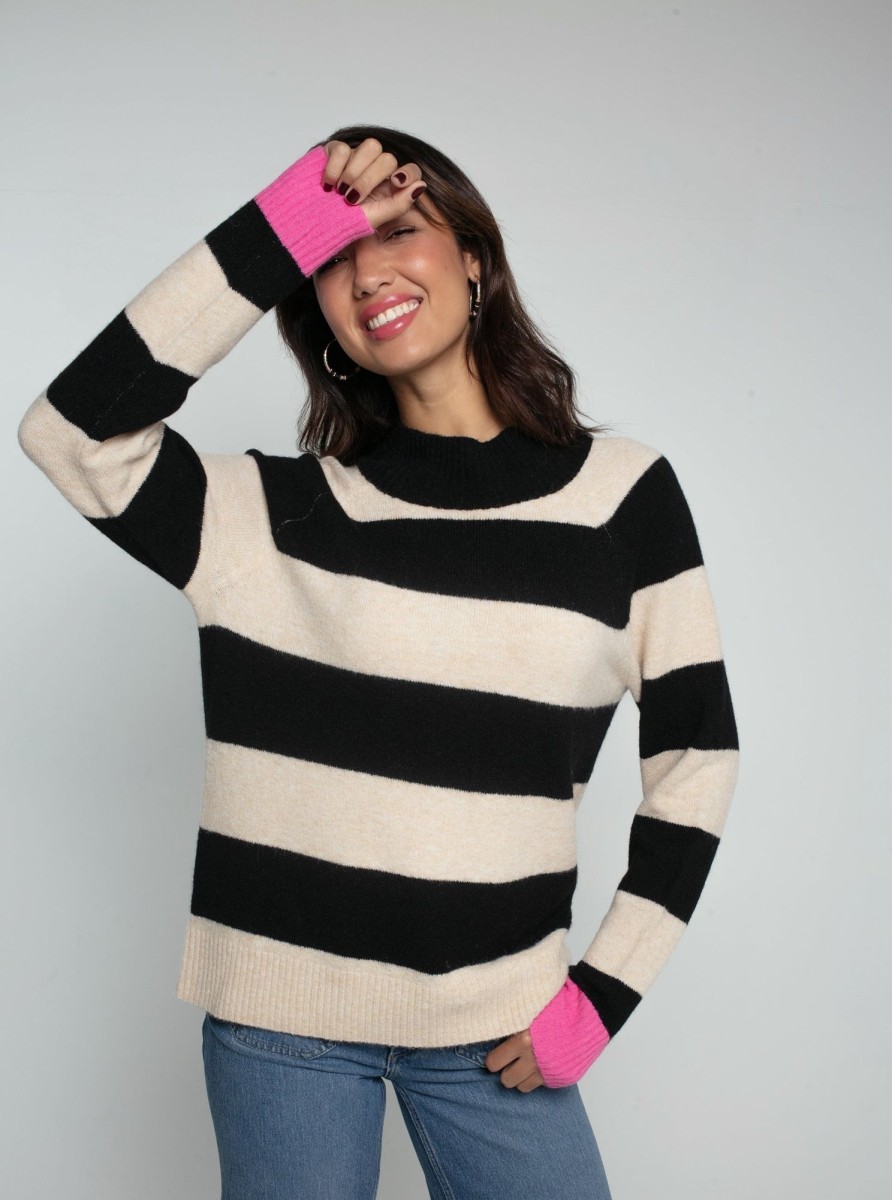 Clothing NOOKI DESIGN | Maxine Knitted Stripe Jumper-Black