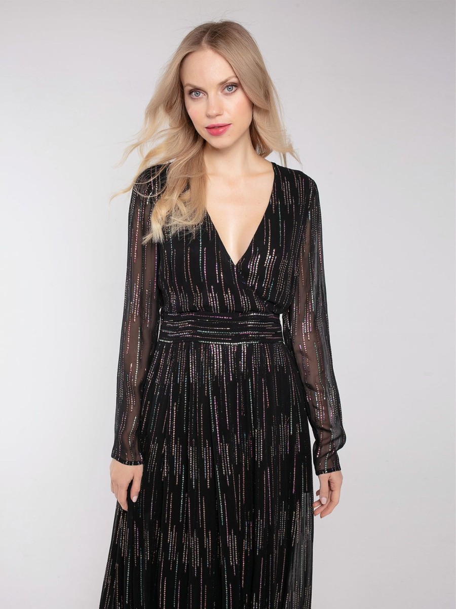 Clothing NOOKI DESIGN | Mariah Metallic Jacquard Dress-Black