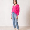 Clothing INDI&COLD | Fluor V-Neckline Jumper - Fuschia