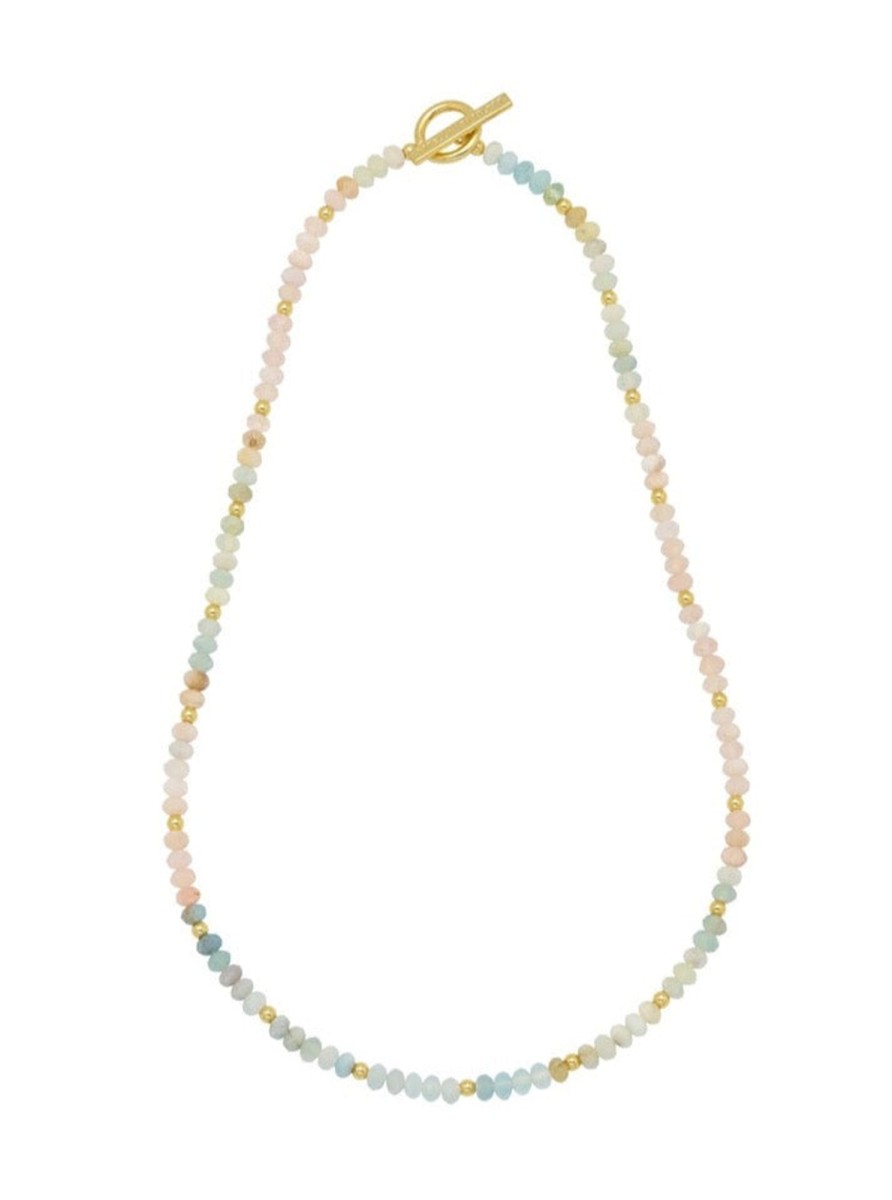 Accessories Estella Bartlett Necklaces | Mix Pastel Rainbow Semi Precious Beaded Necklace With Eb Tbar