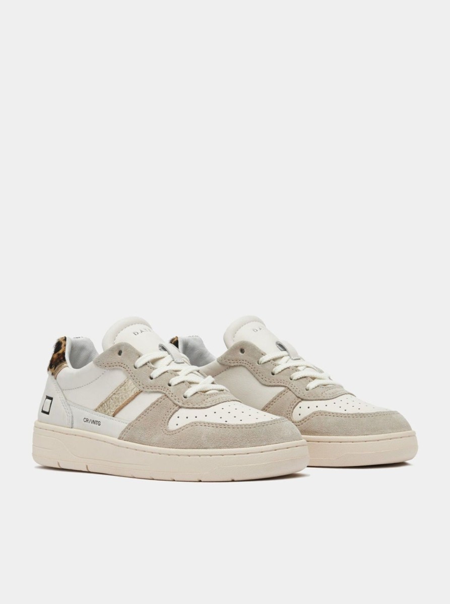 Shoes D.A.T.E | D.A.T.E Sneakers - Court 2.0 Vintage Calf Ivory