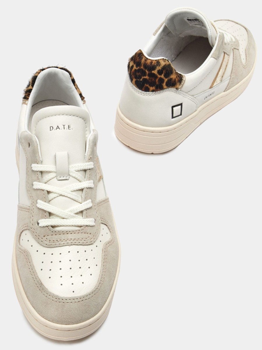 Shoes D.A.T.E | D.A.T.E Sneakers - Court 2.0 Vintage Calf Ivory