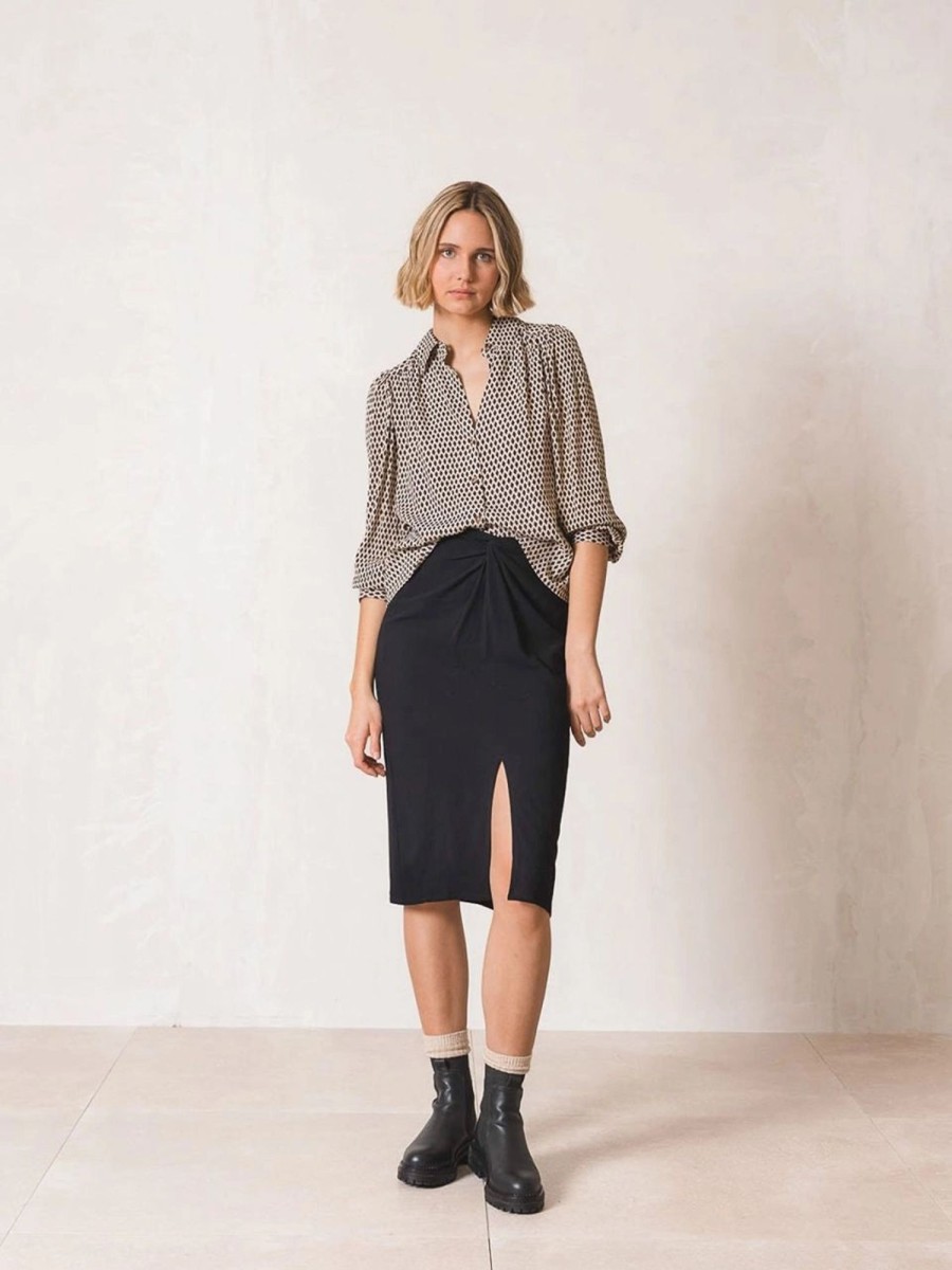 Clothing INDI&COLD Shirts & Blouses | Romantic Tie Shirt - Grey