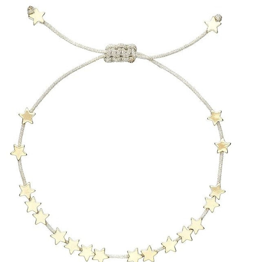 Accessories Estella Bartlett Bracelets | Stars So Bright Bracelet With Silver Metallic Cord - Gold Plated