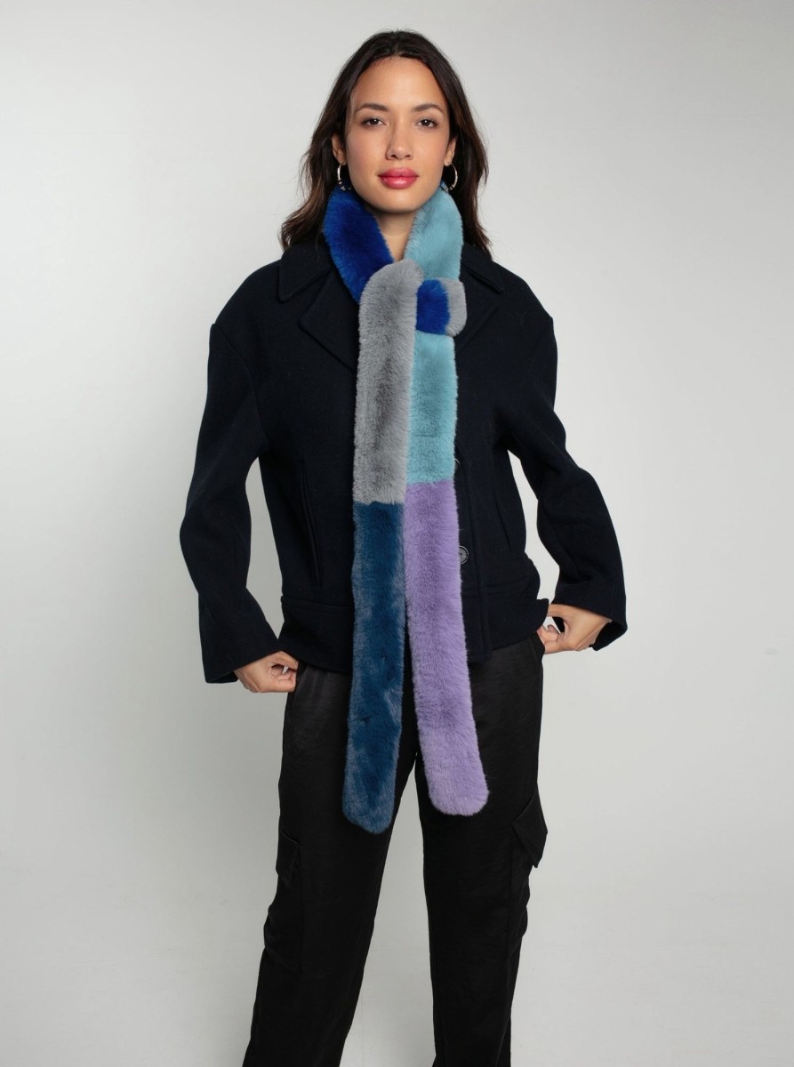 Accessories NOOKI DESIGN | Carousel Faux Fur Stripe Scarf-Blue