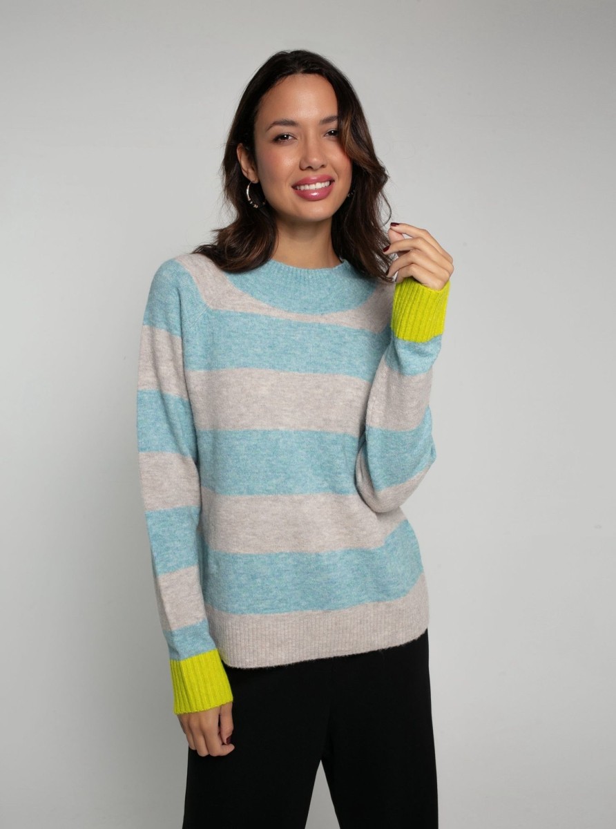 Clothing NOOKI DESIGN | Maxine Knitted Stripe Jumper-Duck Egg