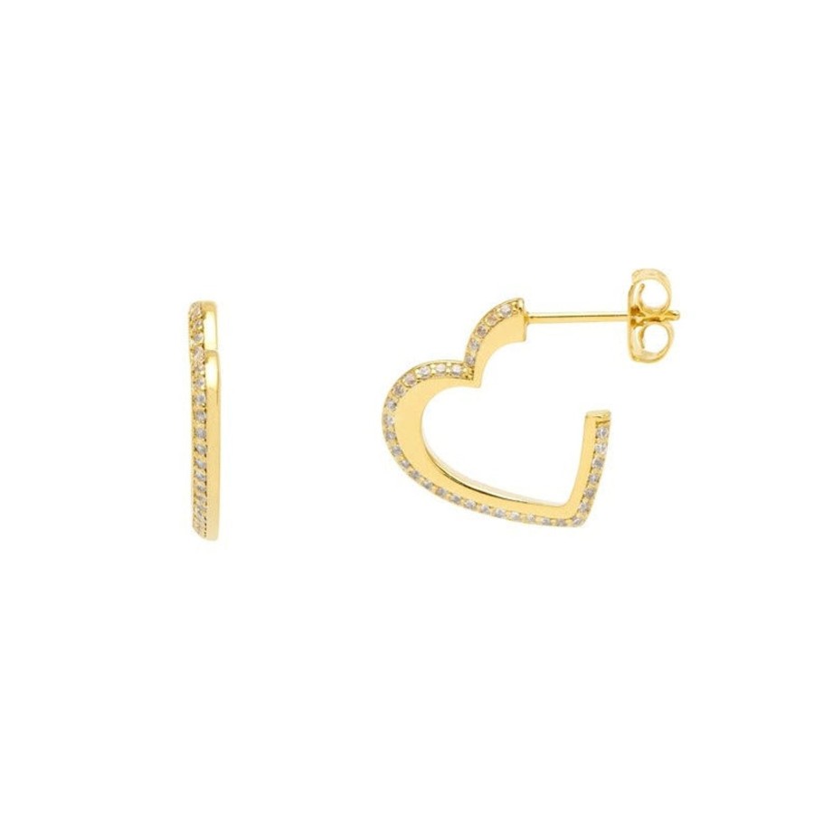 Accessories Estella Bartlett Earrings | Open Heart Hoops - Gold Plated