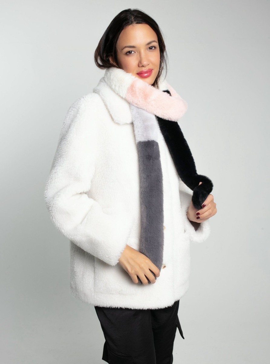 Accessories NOOKI DESIGN | Carousel Faux Fur Stripe Scarf-Nude