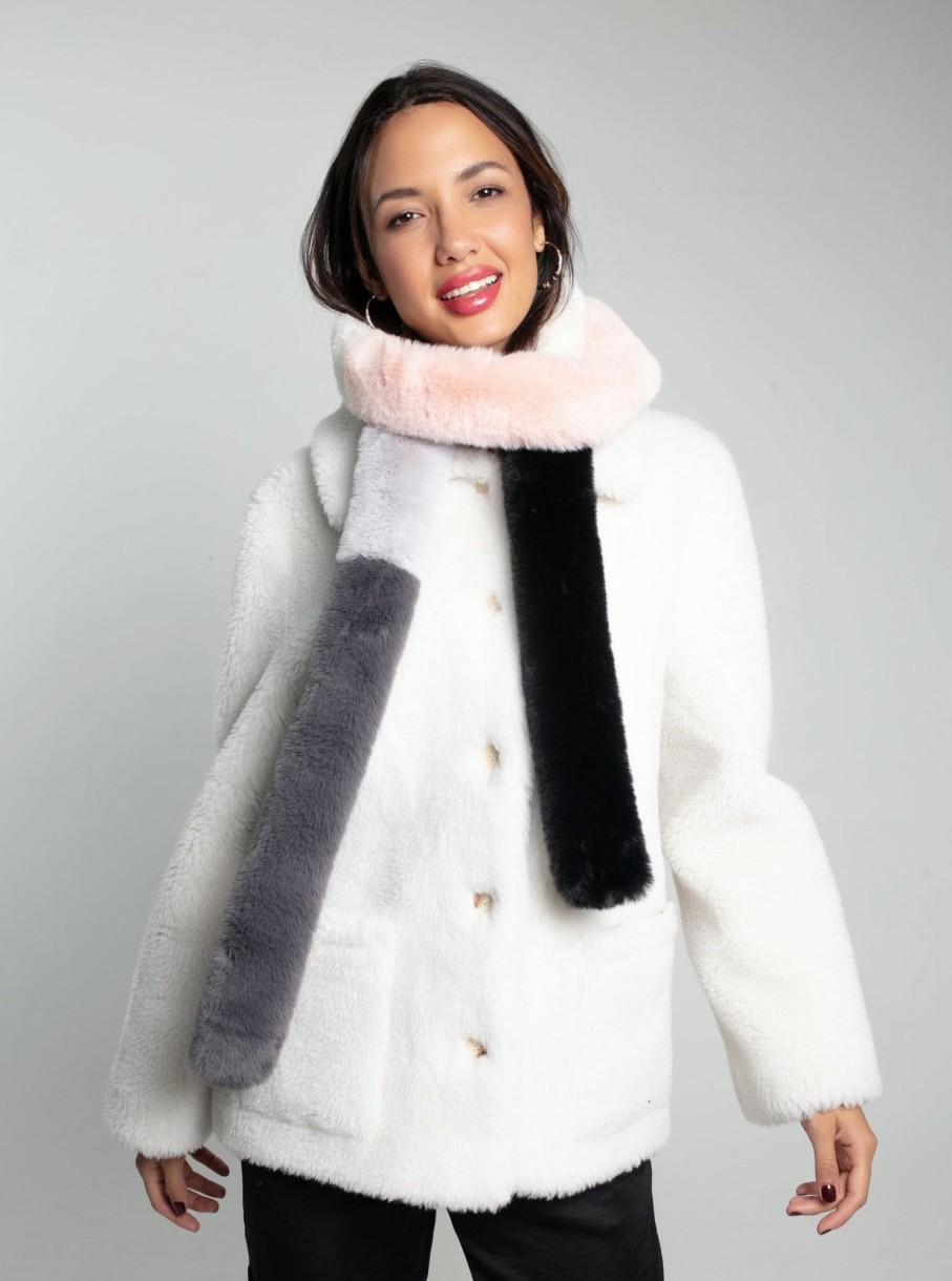 Accessories NOOKI DESIGN | Carousel Faux Fur Stripe Scarf-Nude