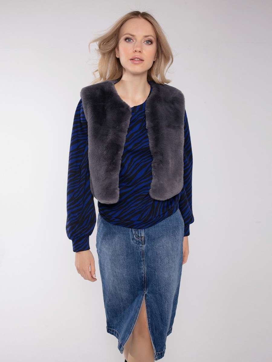 Clothing NOOKI DESIGN | Edelweiss Faux Fur Gilet-Grey