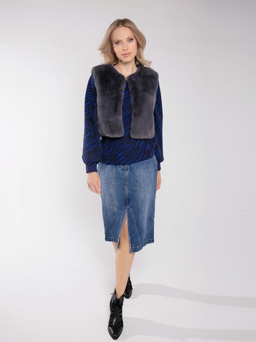 Clothing NOOKI DESIGN | Edelweiss Faux Fur Gilet-Grey