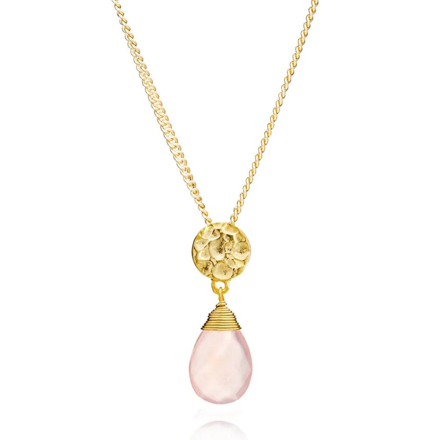 Accessories AZUNI Necklaces | Azuni Faceted Stone Disc Necklace-Pink