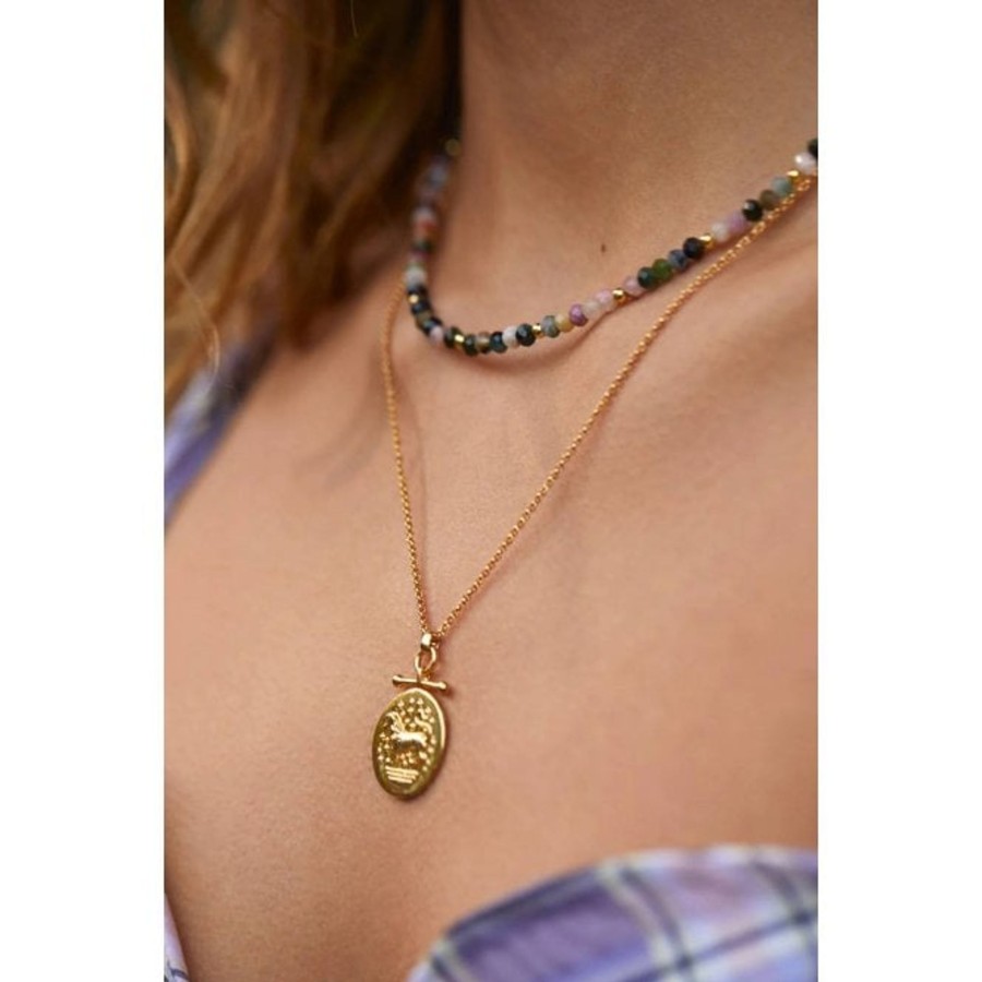 Accessories Estella Bartlett Necklaces | Leo Lion T Bar Necklace - Gold