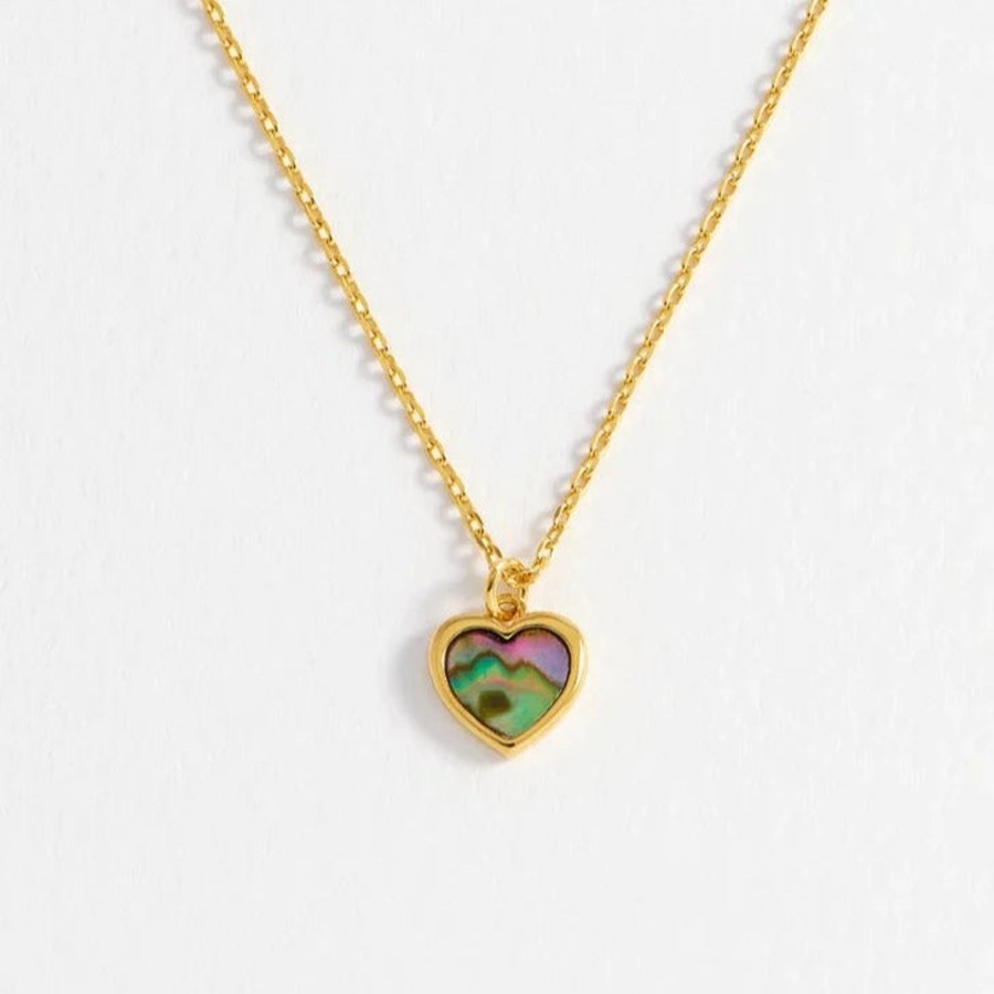 Accessories Estella Bartlett Necklaces | Abalone Heart Necklace - Gold Plated