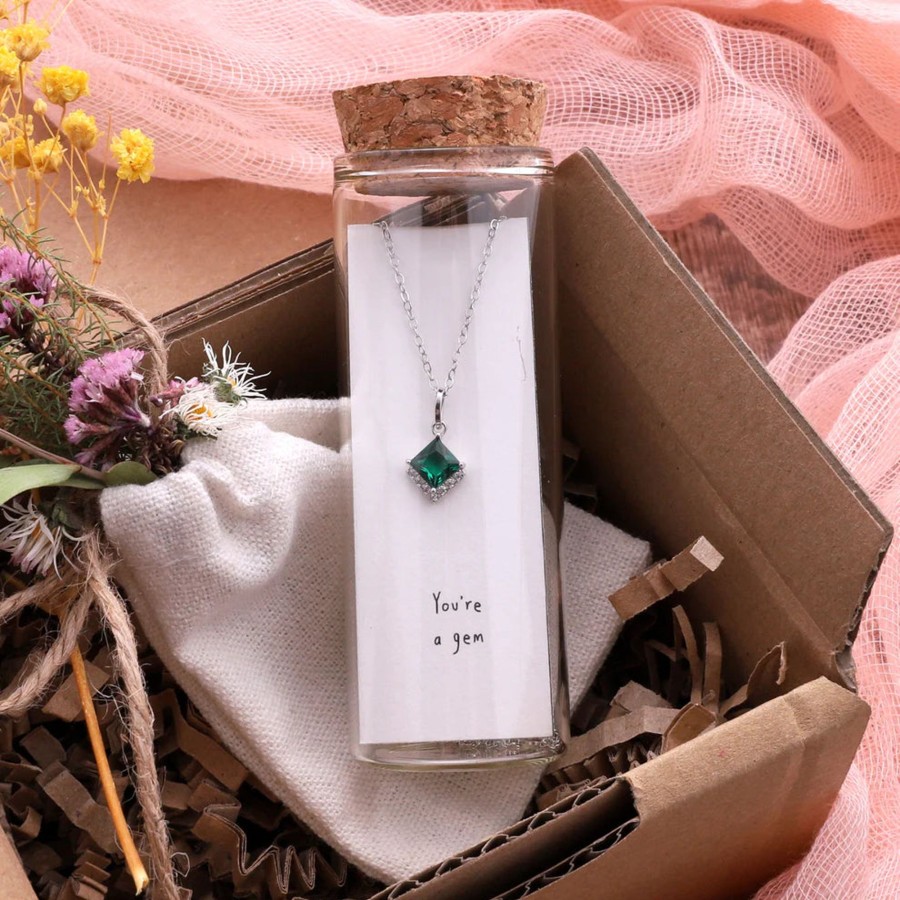 Accessories Attic Necklaces | You'Re A Gem Large Crystal Necklace-Silver