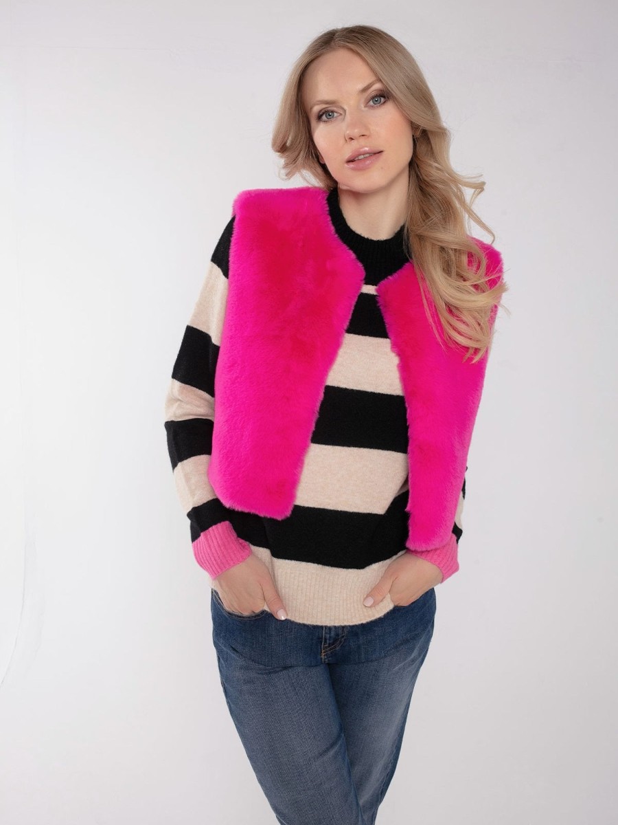 Clothing NOOKI DESIGN | Edelweiss Faux Fur Gilet-Fuchsia