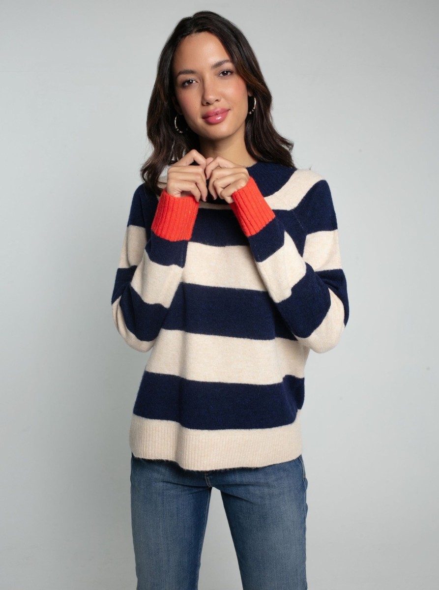 Clothing NOOKI DESIGN | Maxine Knitted Stripe Jumper-Navy