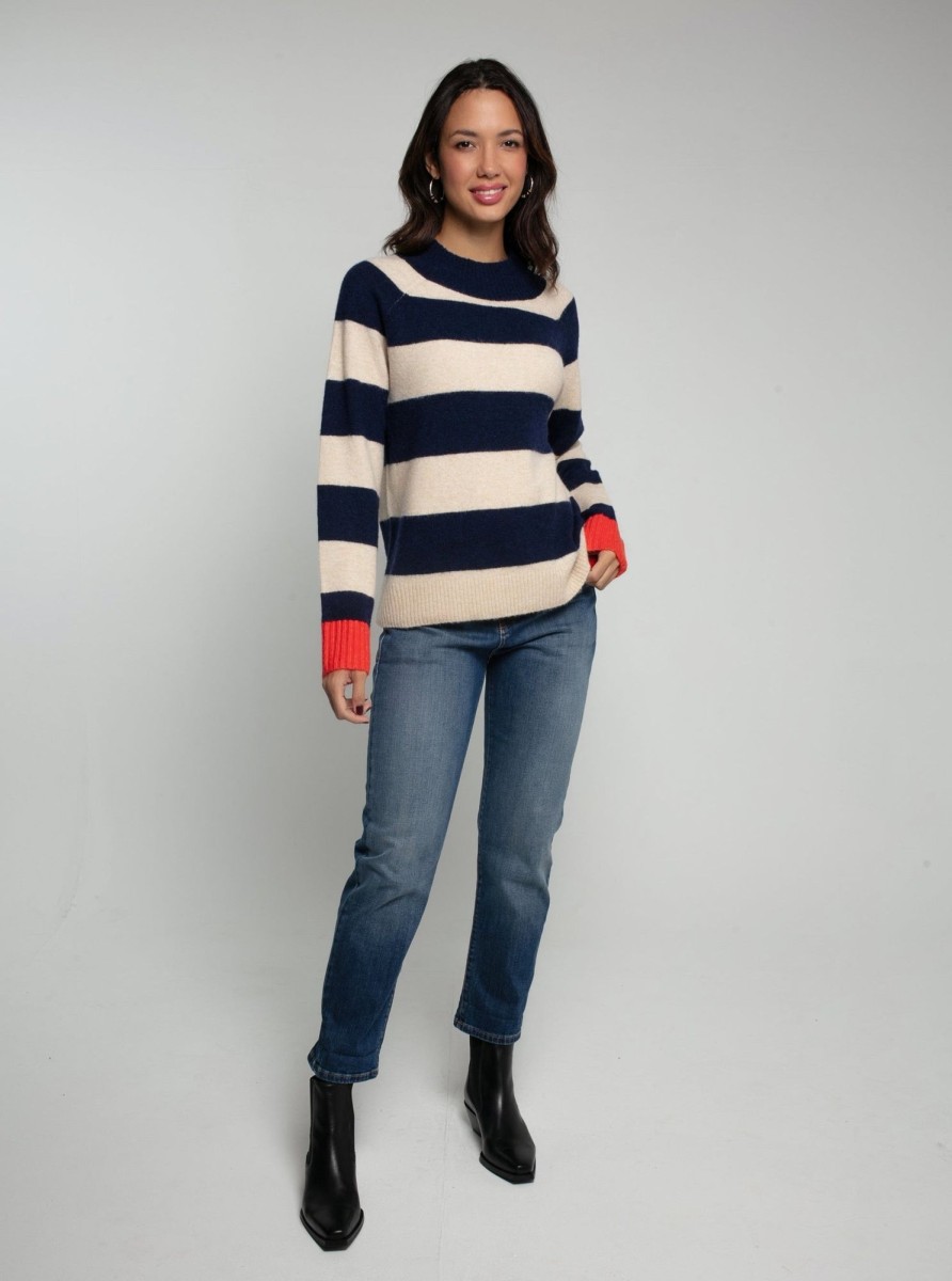 Clothing NOOKI DESIGN | Maxine Knitted Stripe Jumper-Navy