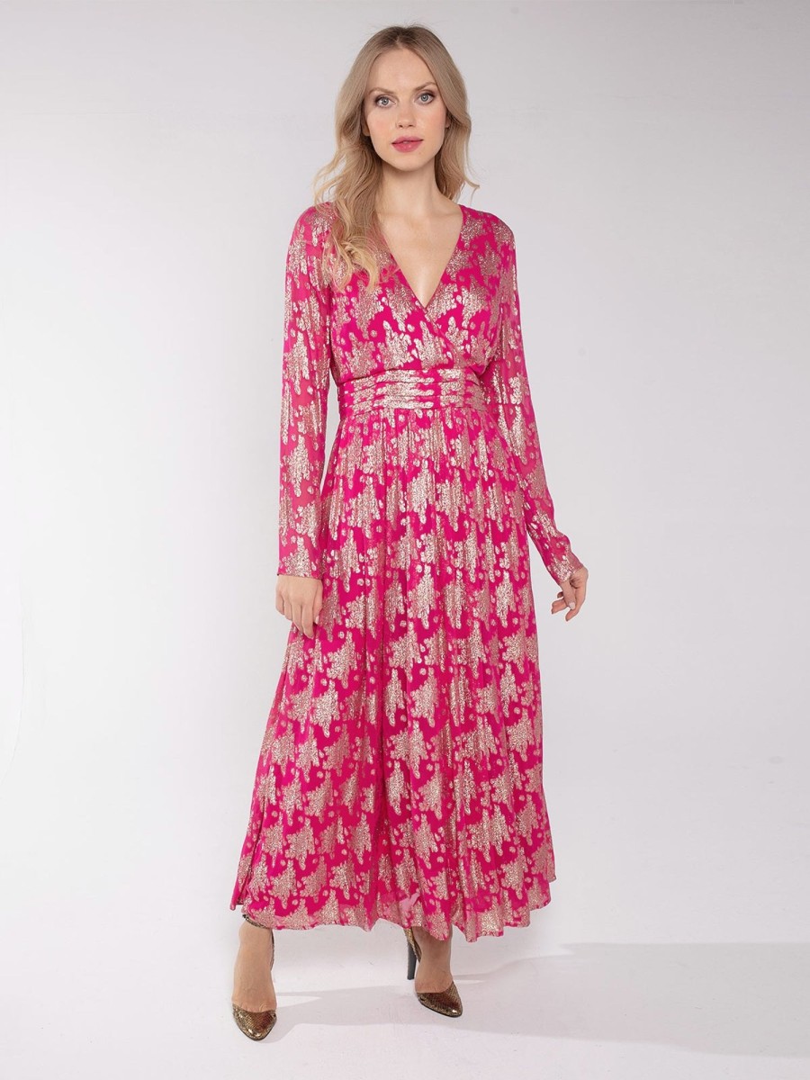 Clothing NOOKI DESIGN | Mariah Metallic Jacquard Dress-Pink