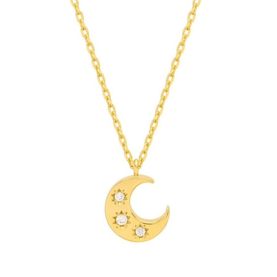 Accessories Estella Bartlett Necklaces | Three Stone Moon Necklace - Gold Plated