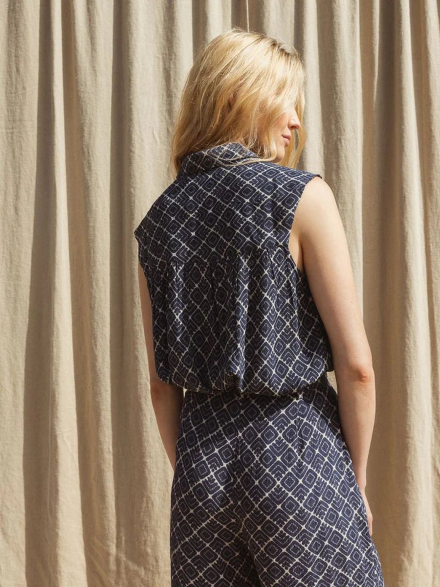 Clothing INDI&COLD Shirts & Blouses | Boris Sleeveless Shirt - Indigo