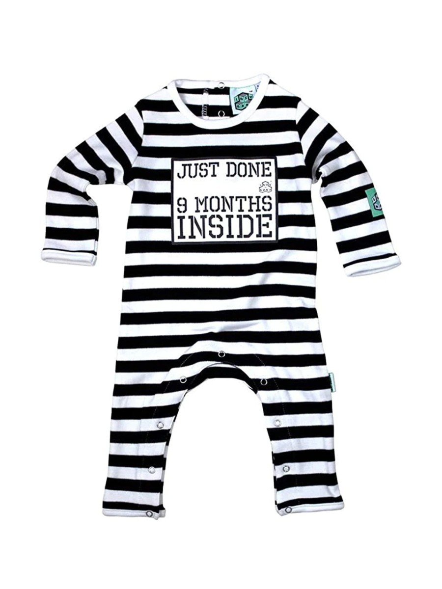 Kids Lazy Baby | Lazy Baby Babygrow 0-6 Months - Black & White