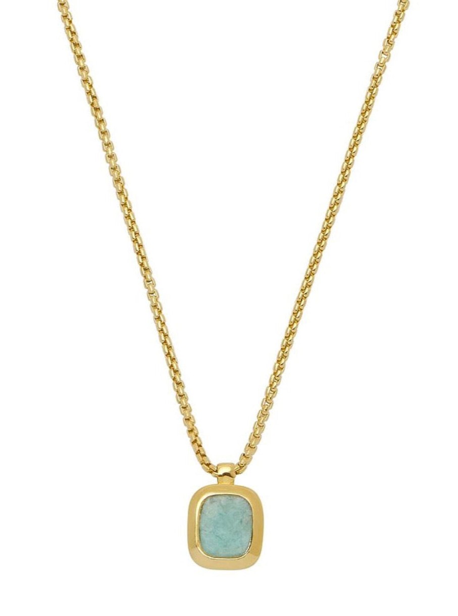 Accessories Estella Bartlett Necklaces | Amazonite Tablet Pendant - Gold