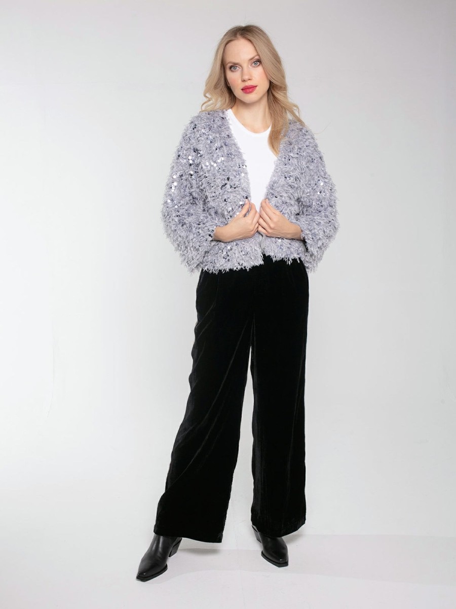 Clothing NOOKI DESIGN | Marly Sequin And Faux Fur Kimono-Grey