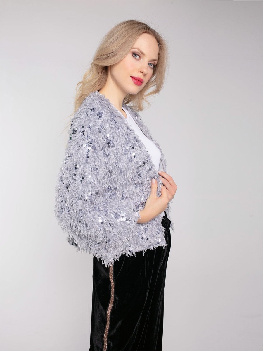 Clothing NOOKI DESIGN | Marly Sequin And Faux Fur Kimono-Grey