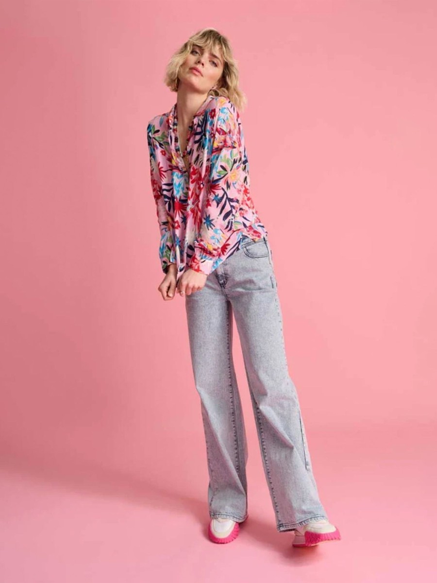 Clothing POM Amsterdam Shirts & Blouses | Mila Botanical Pink Blouse