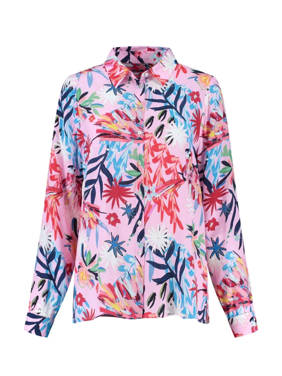 Clothing POM Amsterdam Shirts & Blouses | Mila Botanical Pink Blouse