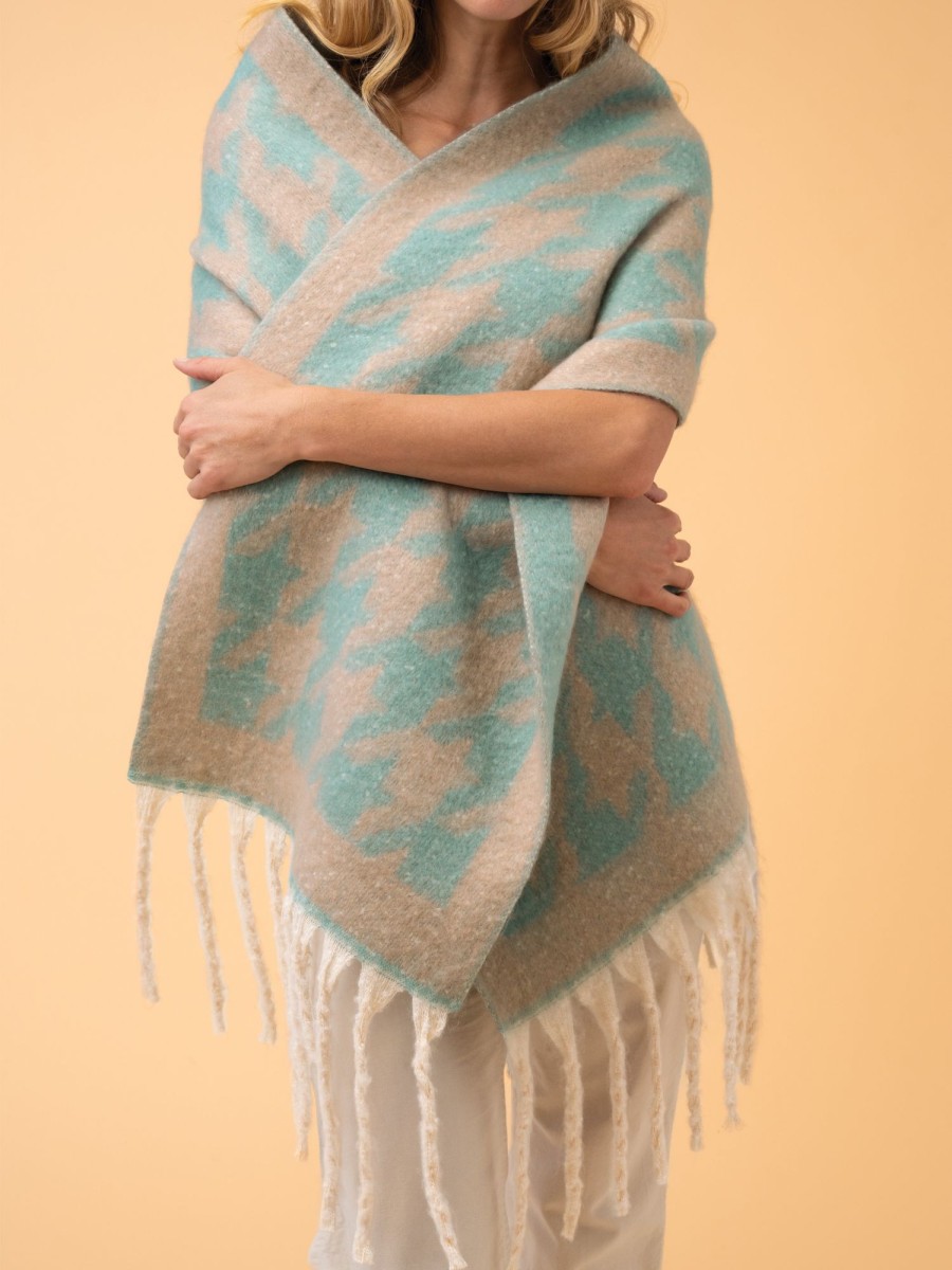 Accessories Powder | Harper Cosy Scarf - Aqua/Taupe