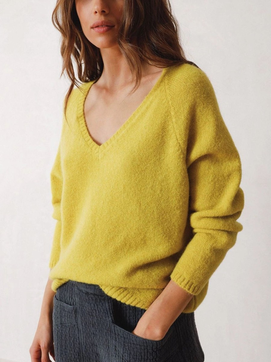 Clothing INDI&COLD | Fluor V-Neckline Jumper - Pistachio