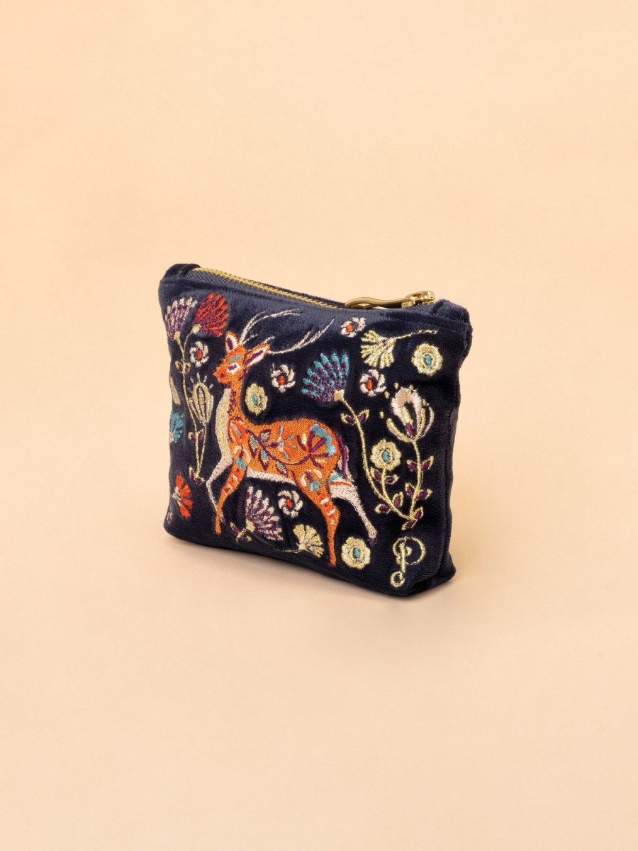 Accessories Powder | Powder - Folk Art Deer Velvet Mini Pouch Slate