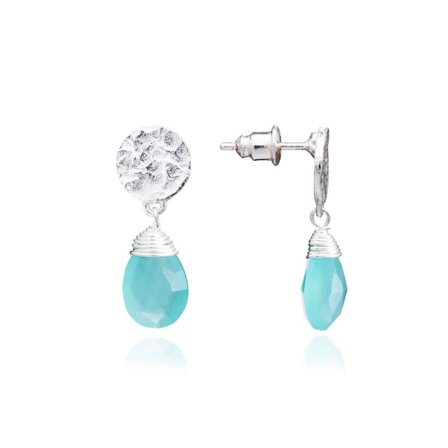 Accessories AZUNI Earrings | Azuni Silver Plated Disc Earring-Aqua