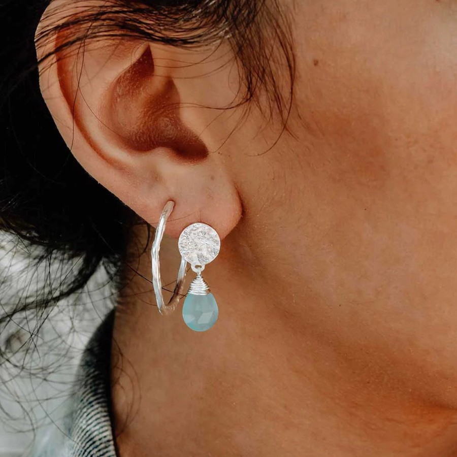 Accessories AZUNI Earrings | Azuni Silver Plated Disc Earring-Aqua