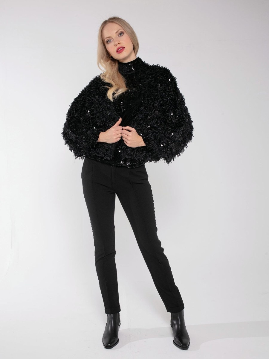 Clothing NOOKI DESIGN | Marly Sequin And Faux Fur Kimono-Black