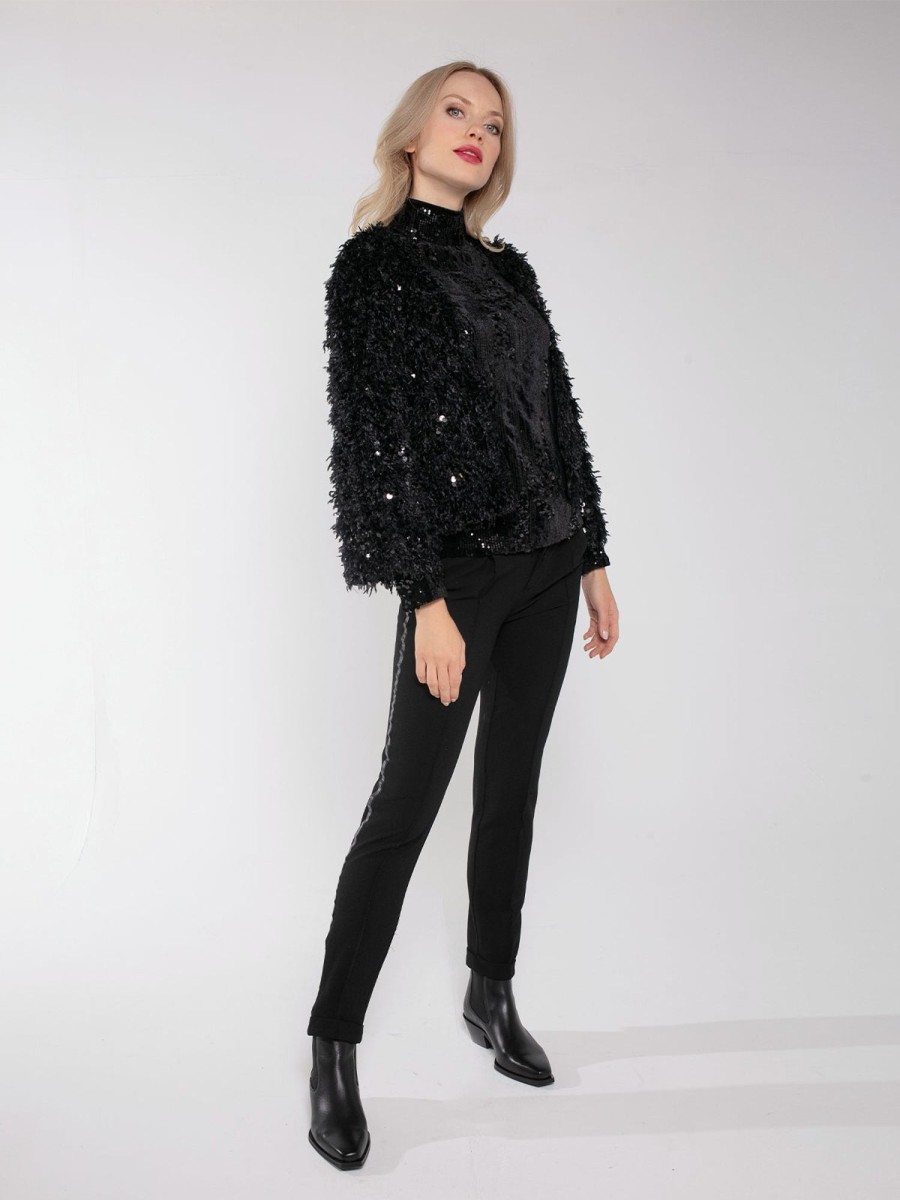 Clothing NOOKI DESIGN | Marly Sequin And Faux Fur Kimono-Black