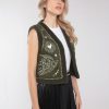 Clothing NOOKI DESIGN | Free Bird Embroidered Faux Shearling Gilet-Khaki