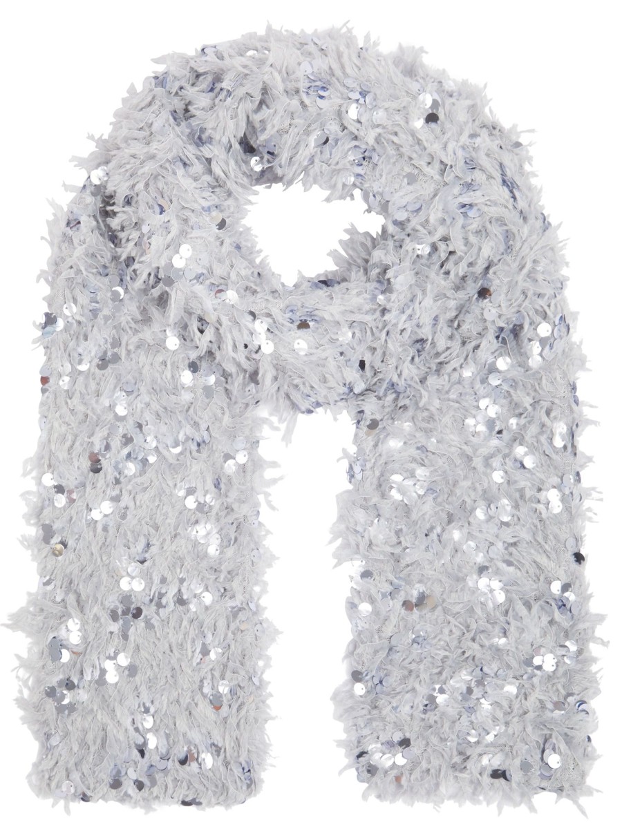 Accessories NOOKI DESIGN | Harlow Sequin And Faux Fur Scarf-Grey