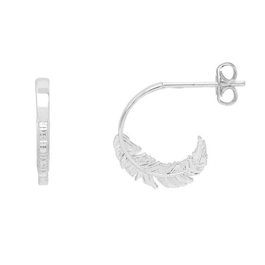 Accessories Estella Bartlett Earrings | Feather Hoops - Silver Plated