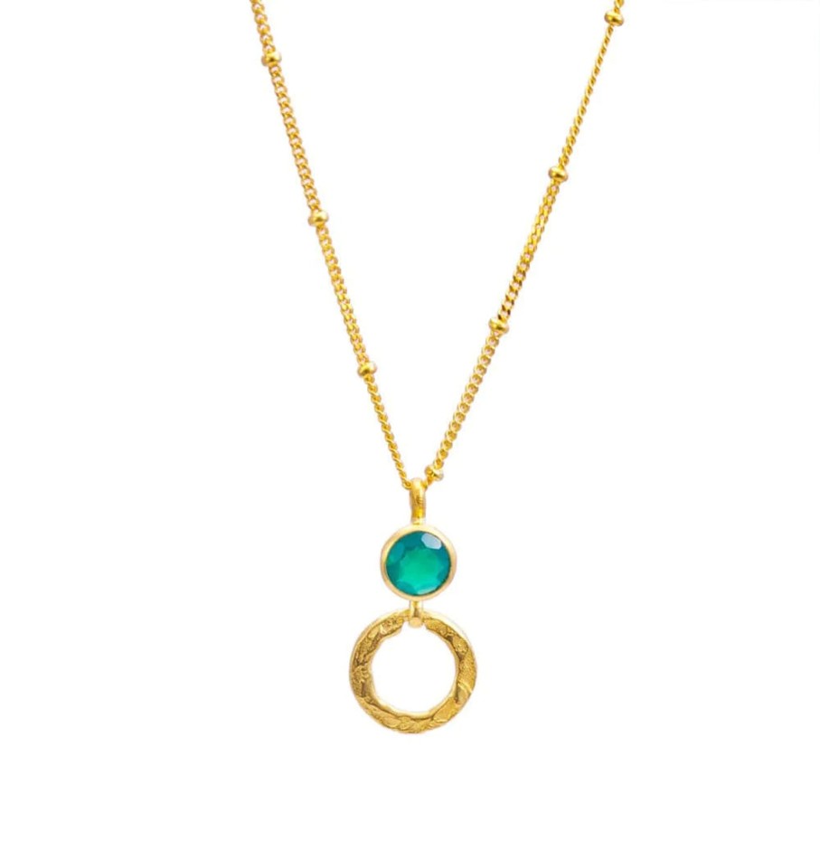 Accessories AZUNI Necklaces | Azuni Larissa Gemstone Necklace-Green Onyx