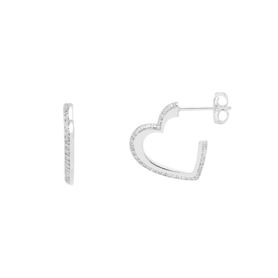 Accessories Estella Bartlett Earrings | Open Heart Hoops - Silver Plated