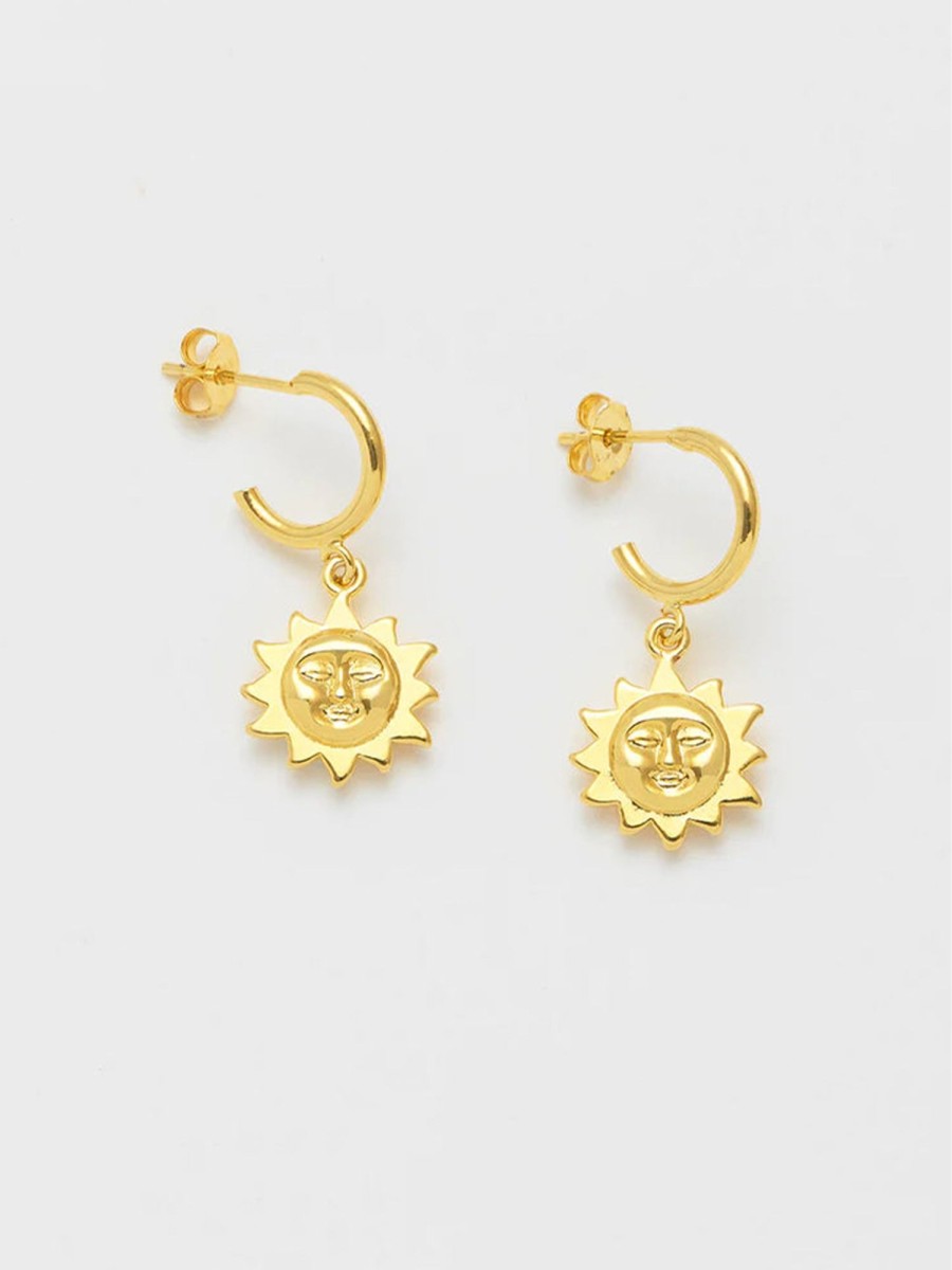 Accessories Estella Bartlett Earrings | Sunface Drop Charm Earring- Gold