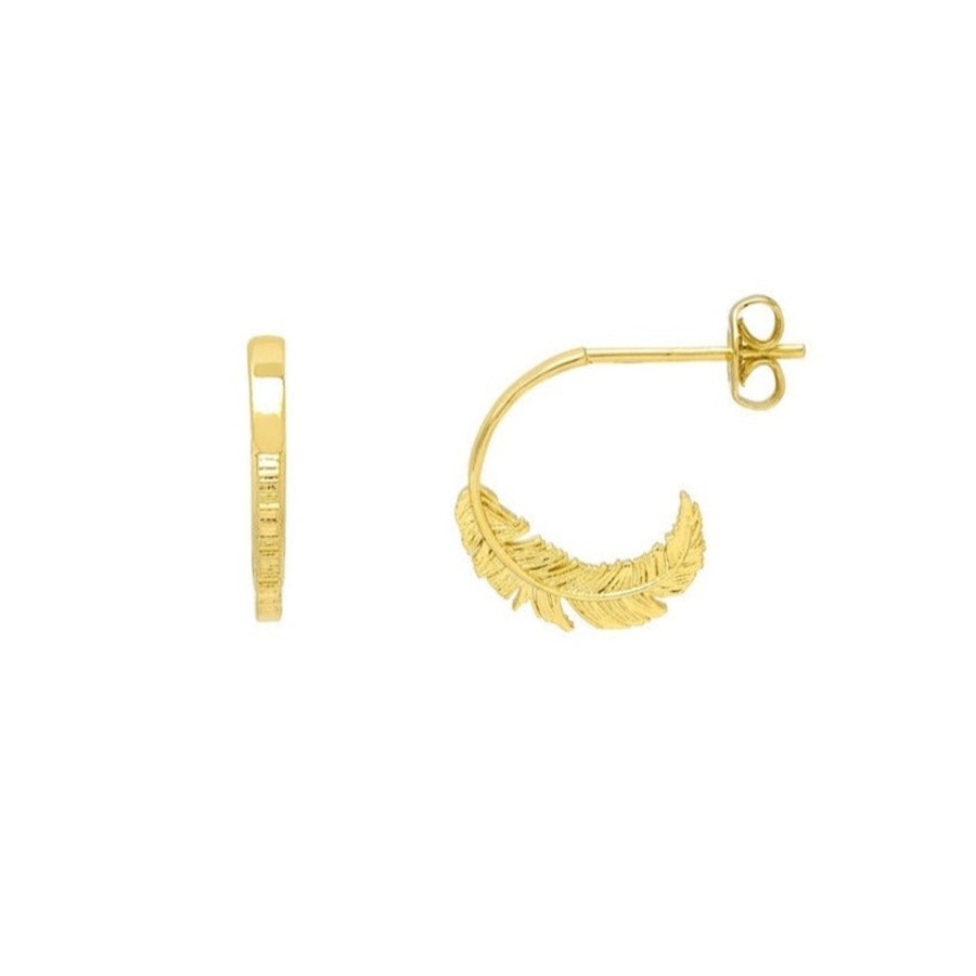 Accessories Estella Bartlett Earrings | Feather Hoops - Gold Plated