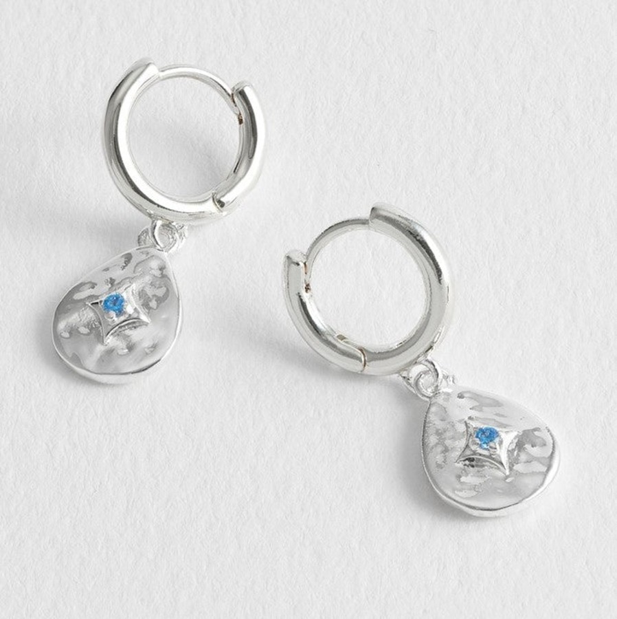 Accessories Estella Bartlett Earrings | Textured Pear Cz Drop Hoops - Silver