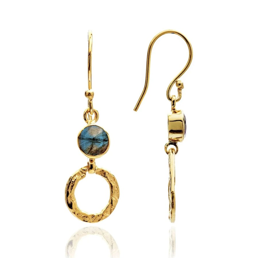 Accessories AZUNI Earrings | Azuni Small Gold Plated Hoop Earring-Labradorite