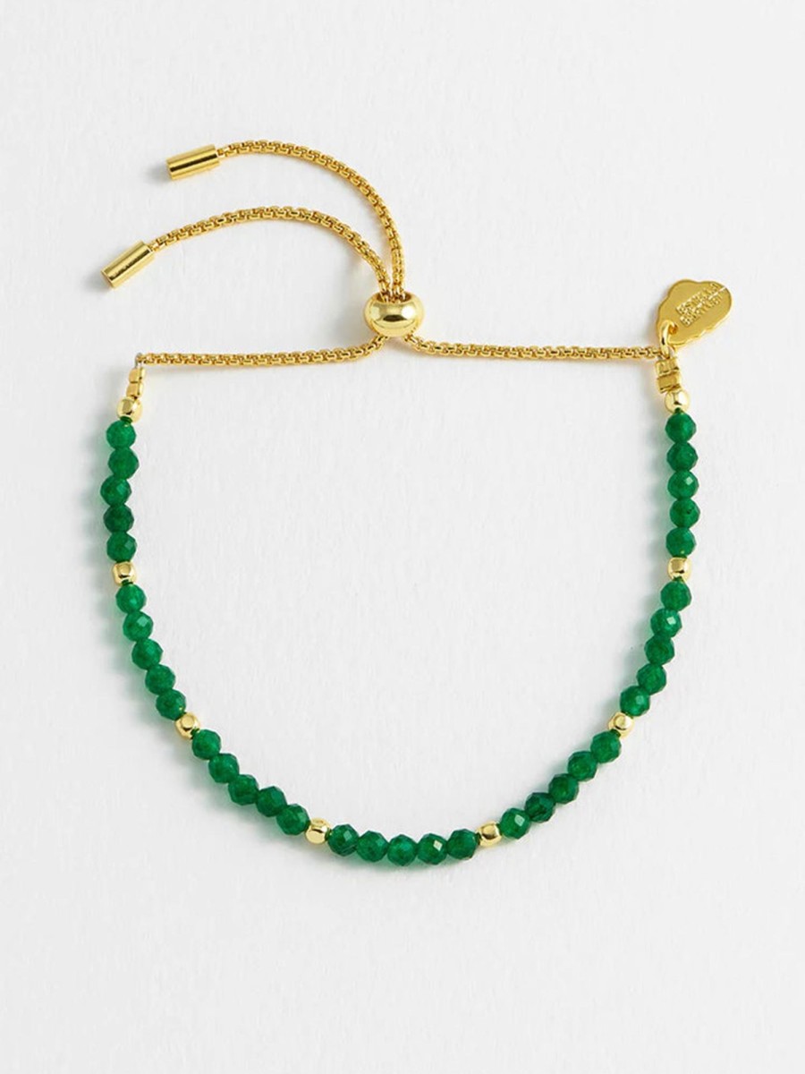 Accessories Estella Bartlett Bracelets | Faceted Green Agate Amelia Bracelet - Gold